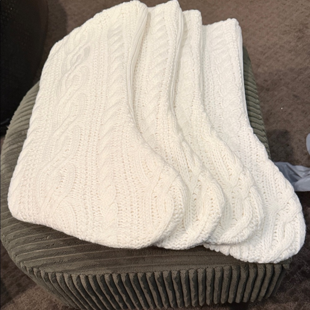 Cozy White Cable Knit Christmas Stockings 4 of them